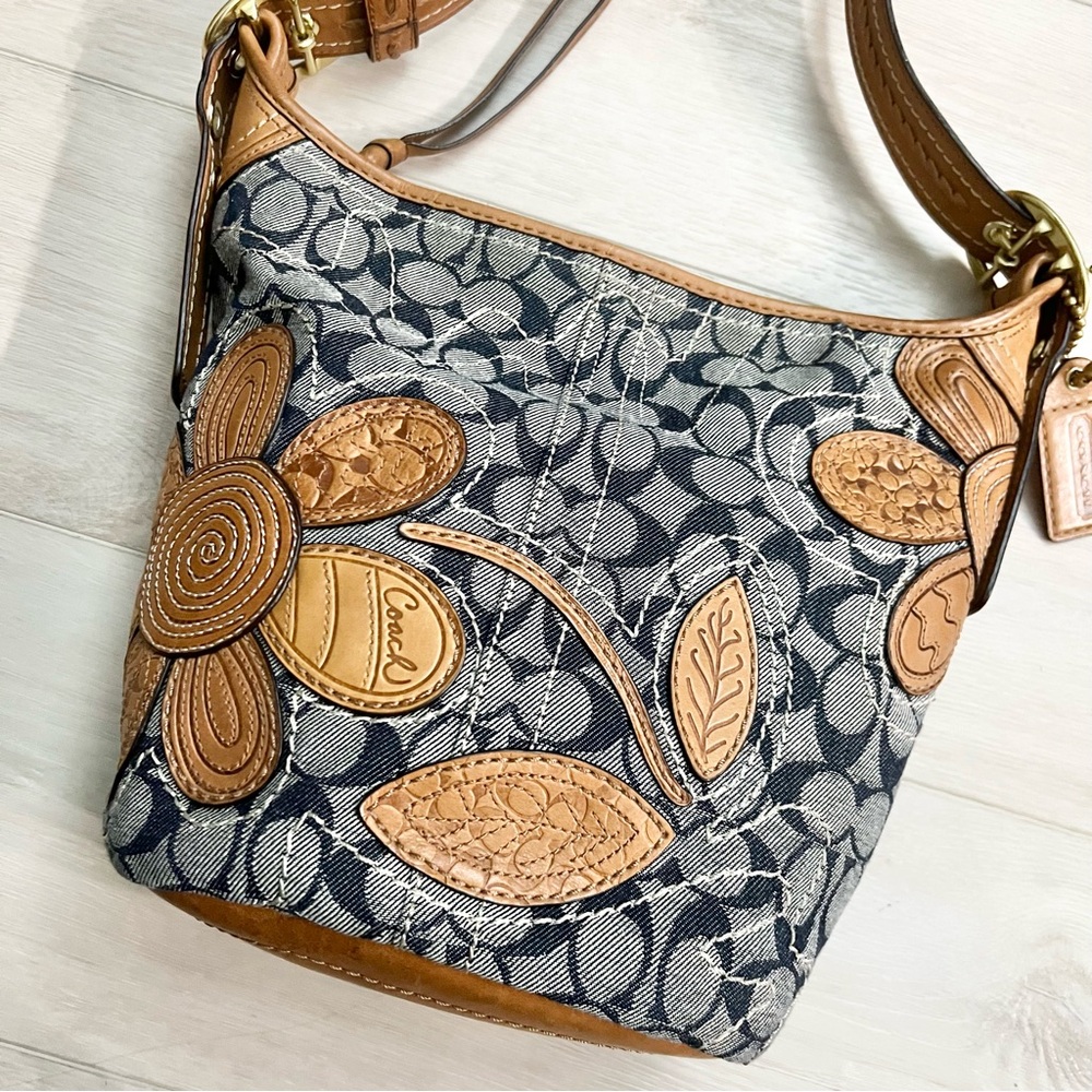 Coach Bleecker Floral Appliqué Crossbody Hobo Denim Jacquard Print | Style 11781 - Picture 2 of 10